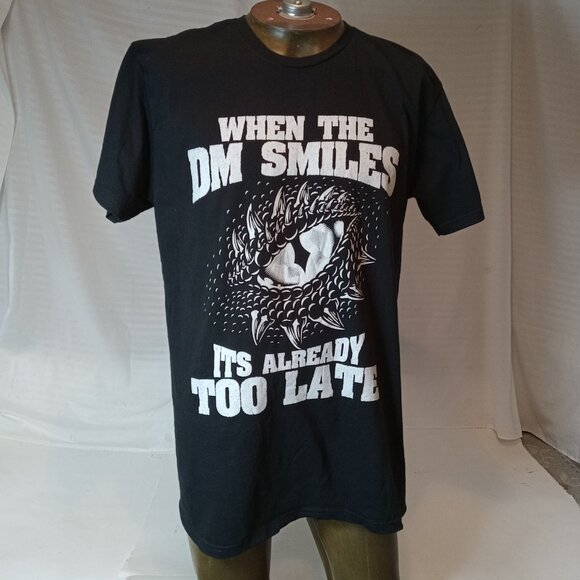 When The DM Smiles Funny Dungeon Eye RPG Dice Dragon Gift Unisex T-shirt Sz L - Picture 3 of 9